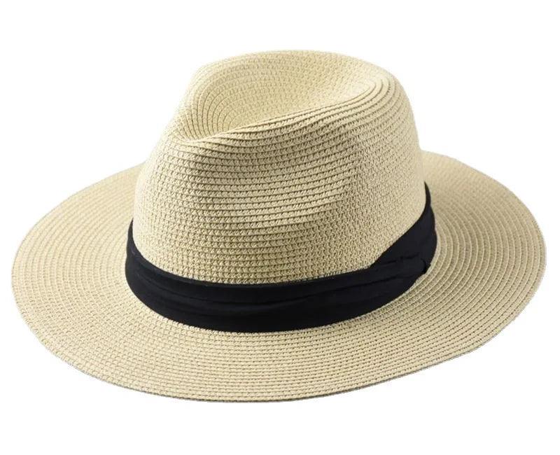 Large Size Panama Hats Lady Beach Wide Brim Straw Hat Man Summer Sun Cap plus Size Fedora Hat 55-57Cm 58-60Cm 61-64Cm