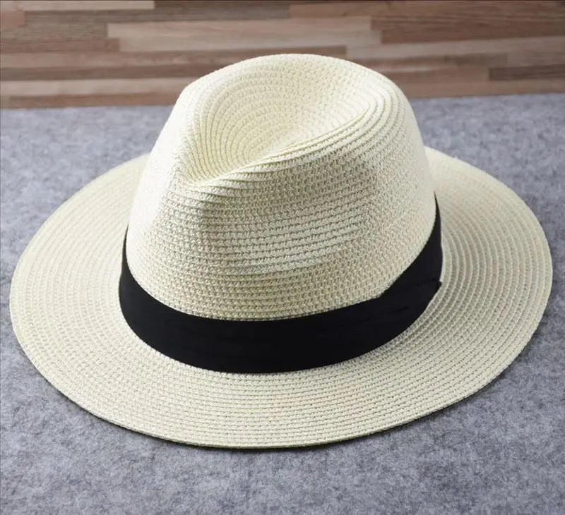 Large Size Panama Hats Lady Beach Wide Brim Straw Hat Man Summer Sun Cap plus Size Fedora Hat 55-57Cm 58-60Cm 61-64Cm