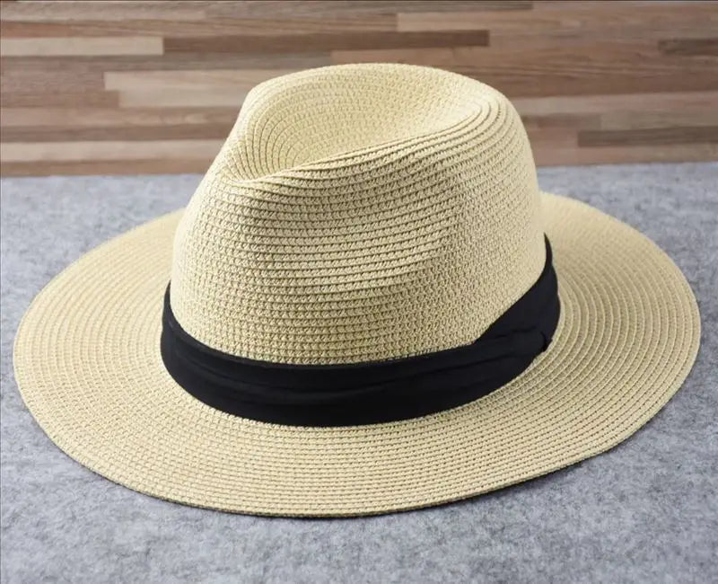 Large Size Panama Hats Lady Beach Wide Brim Straw Hat Man Summer Sun Cap plus Size Fedora Hat 55-57Cm 58-60Cm 61-64Cm