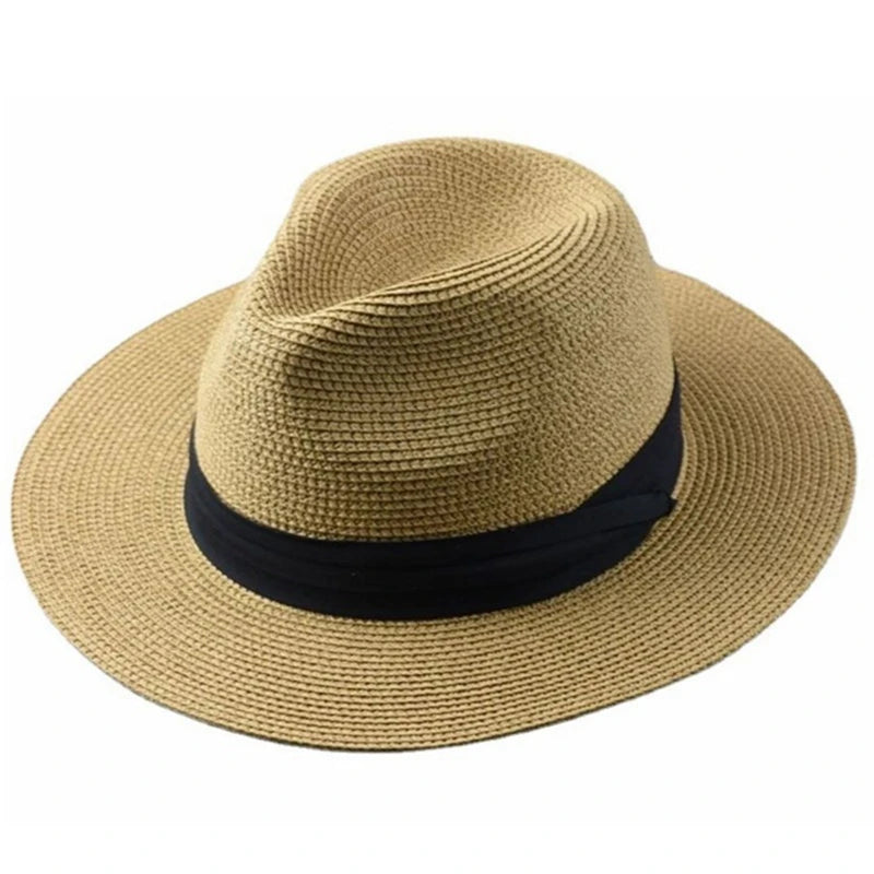 Large Size Panama Hats Lady Beach Wide Brim Straw Hat Man Summer Sun Cap plus Size Fedora Hat 55-57Cm 58-60Cm 61-64Cm